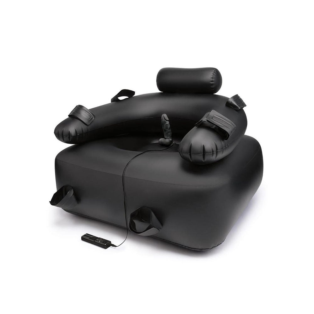 Whipsmart Inflatable Bondage Chair - Black Inflatable Chair with 6'' Vibrating Dong