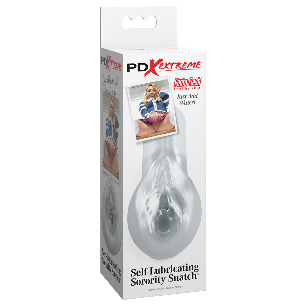 Pipedream Extreme Toyz Self Lubricating Sorority Snatch - Clear - Clear Vagina Stroker