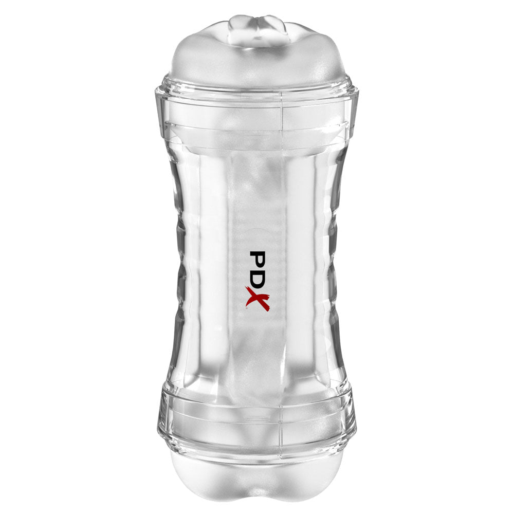 PDX Wet Pussies Super Flip-A-Pussy Over - Clear - Clear Dual Ended Self Lubricating Stroker (Vagina & Ass)