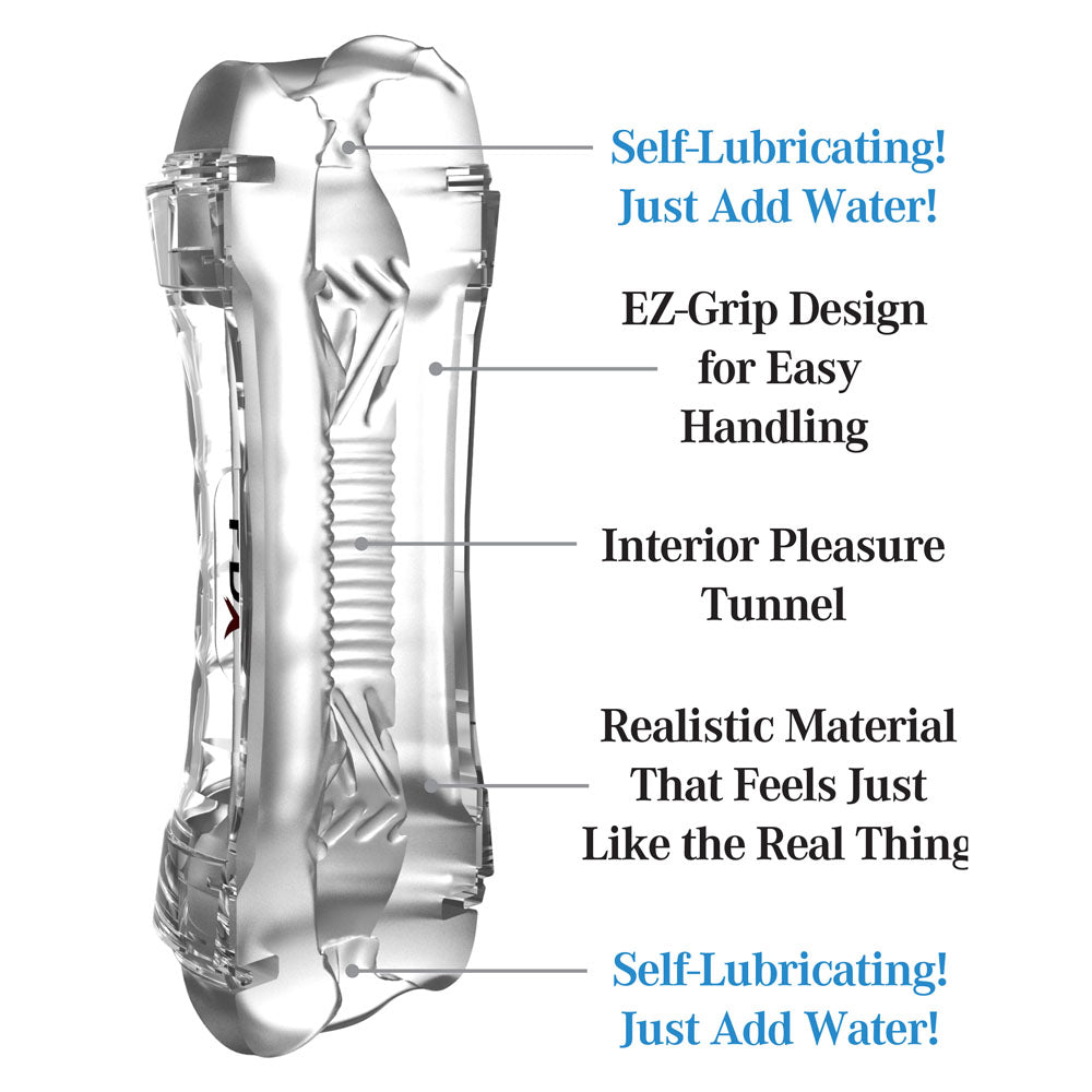PDX Wet Pussies Super Flip-A-Pussy Over - Clear - Clear Dual Ended Self Lubricating Stroker (Vagina & Ass)