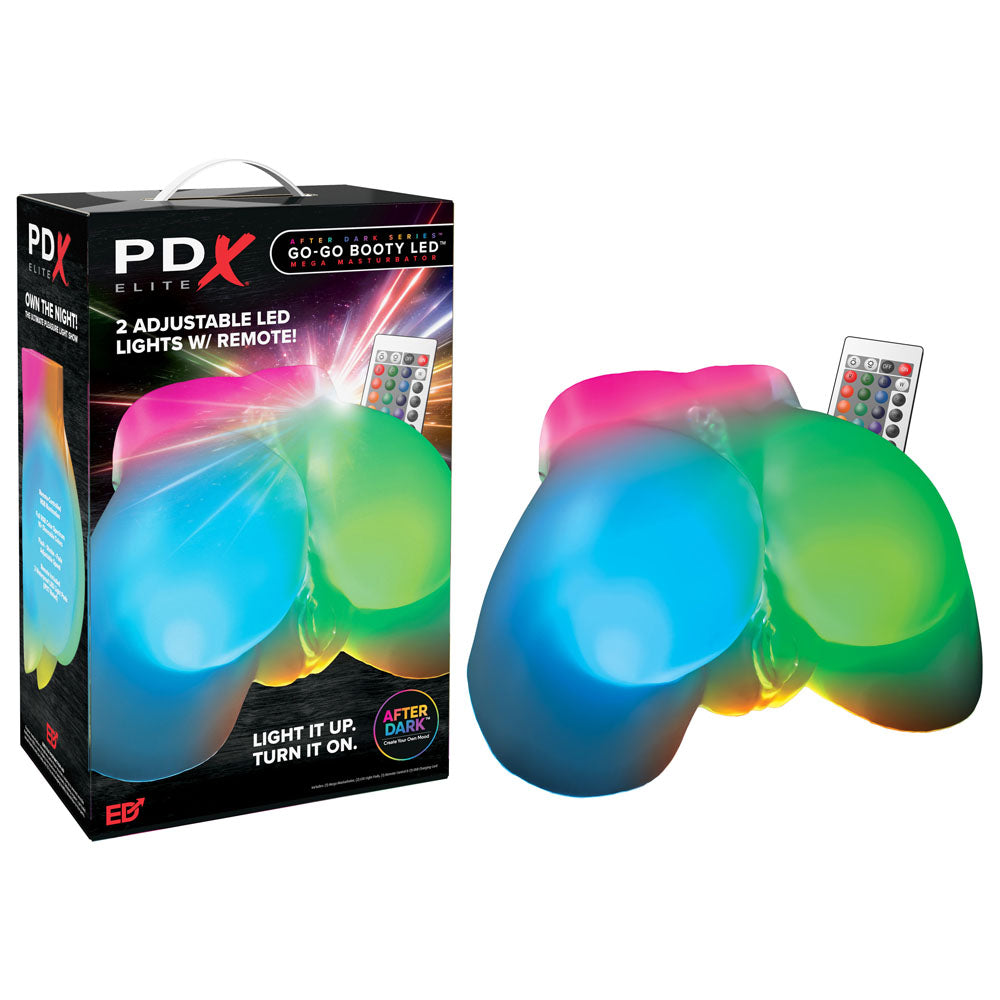 PDX Elite Go-Go Booty LED Mega Masturbator - Clear with LED Doggy-Style Masturbator