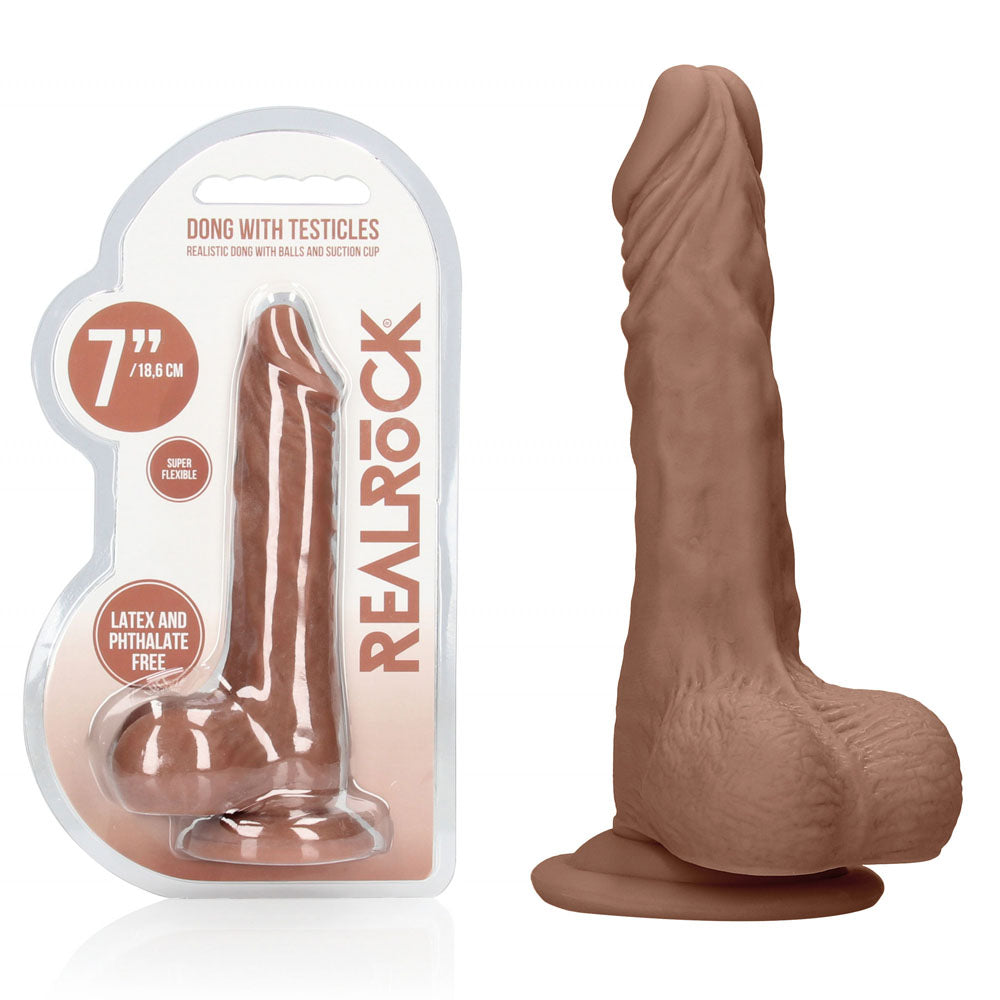 REALROCK 7'' Realistic Dildo With Balls - Tan - Tan 17.8 cm Dong
