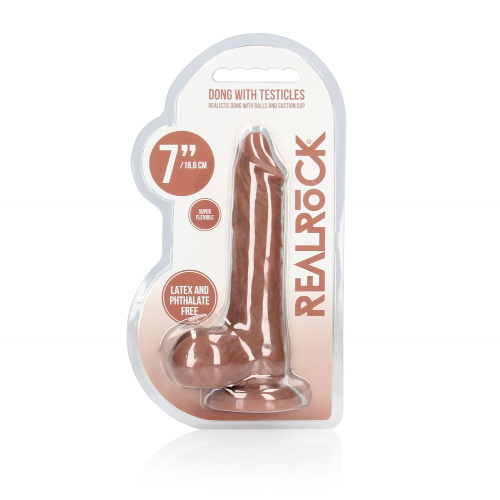 REALROCK 7'' Realistic Dildo With Balls - Tan - Tan 17.8 cm Dong