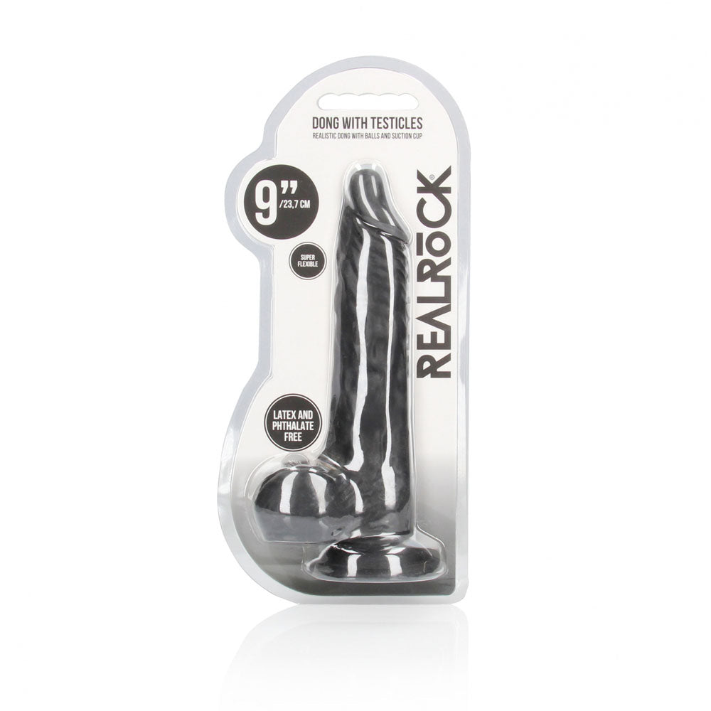 REALROCK 9'' Realistic Dong with Balls - Black - Black 22.9 cm Dong