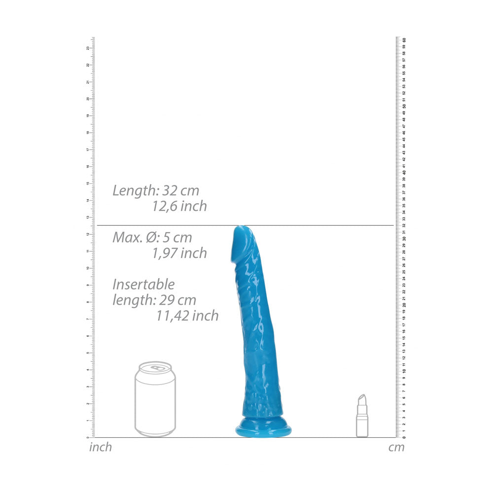 REALROCK 29 cm Slim Glow in the Dark Neon - Blue - Glow in Dark Blue 29 cm (11'') Dong