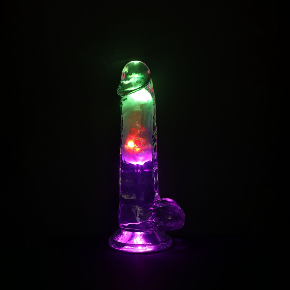 REALROCK 7'' with Balls Wireless Rechargeable LED Vibrating Dong
