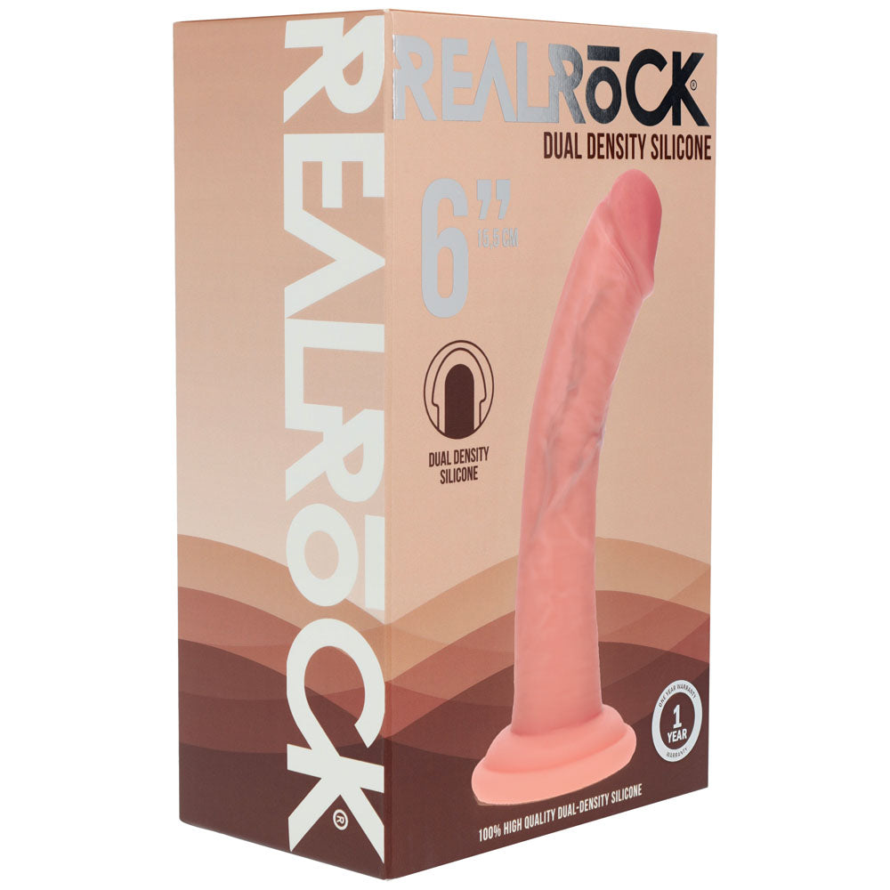 REALROCK Dual Density Silicone 6'' Curved Dildo - Flesh - Flesh 17 cm Dildo