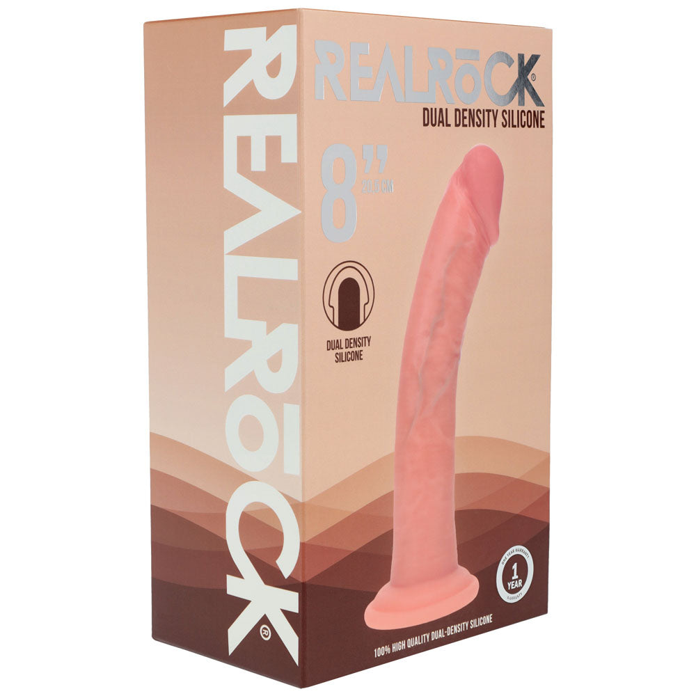 REALROCK Dual Density Silicone 8'' Curved Dildo - Flesh - Flesh 20.5 cm Dildo
