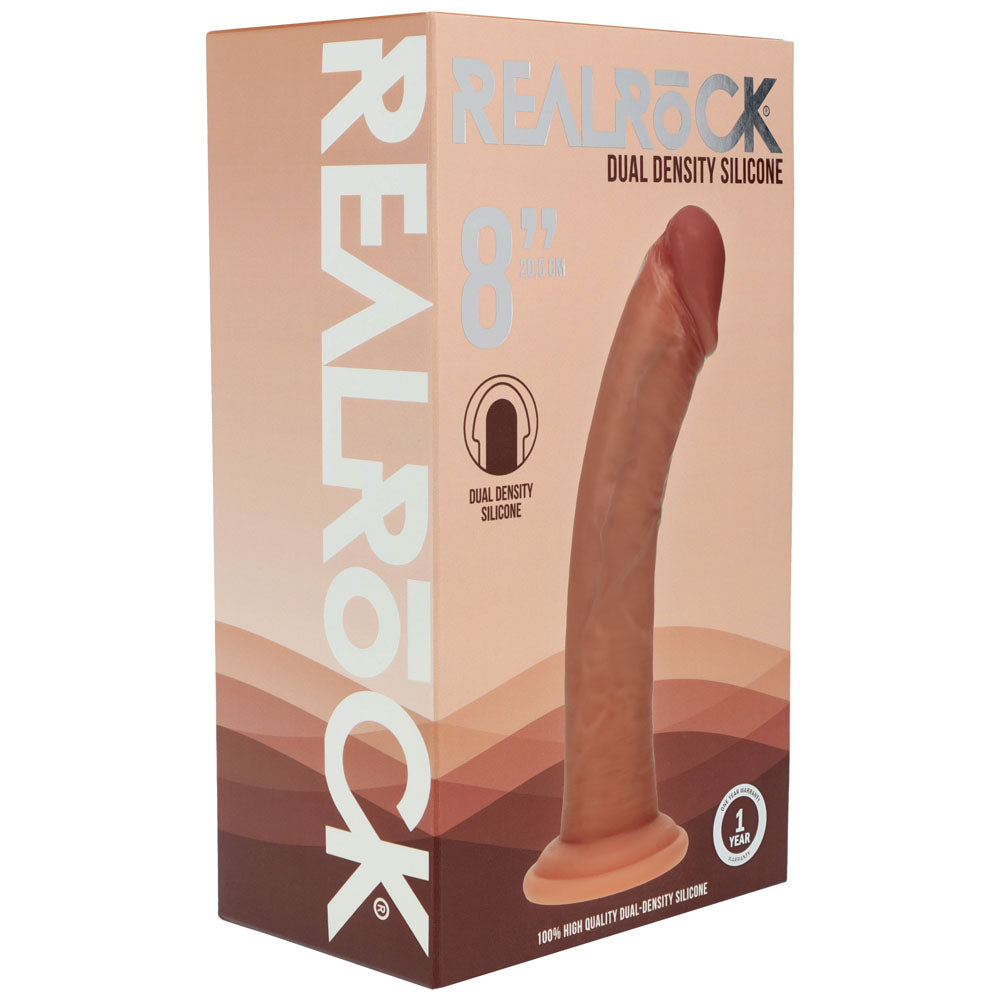 REALROCK Dual Density Silicone 8'' Curved Dildo - Tan - Tan 20.5 cm Dildo