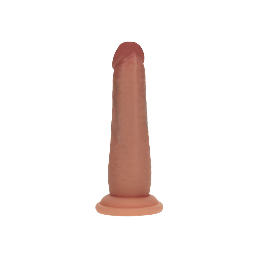 REALROCK Dual Density 6'' Sliding Skin Silicone Dildo - Tan - Tan 15.2 cm Sliding Skin Dildo