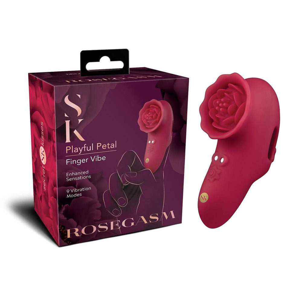 Secret Kisses ROSEGASM PLAYFUL PETAL - Red USB Rechargeable Finger Stimulator