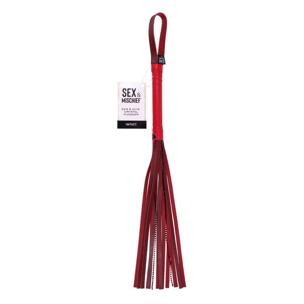 Sex & Mischief Exs & Ohs Crystal Flogger - Red Flogger Whip