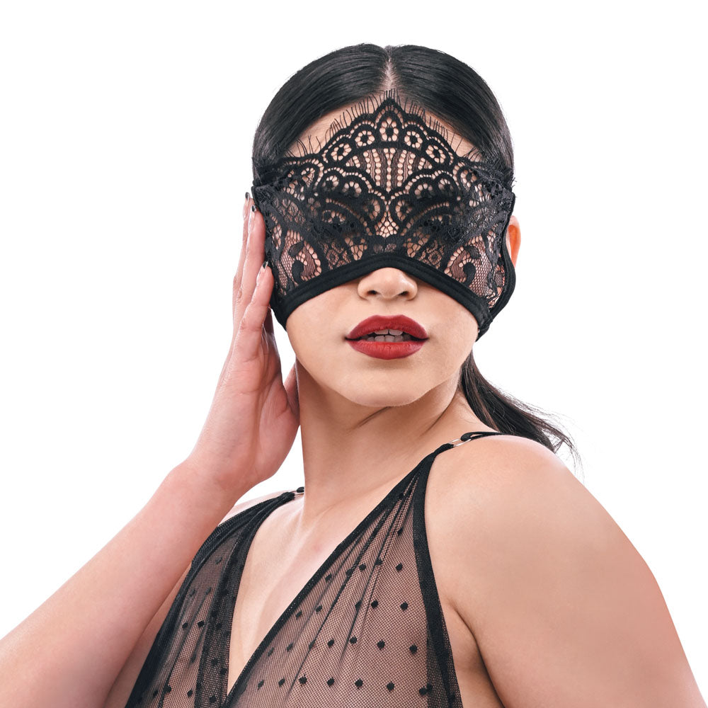 S&M Veiled Vision Lace Blindfold - Black Lace Blindfold