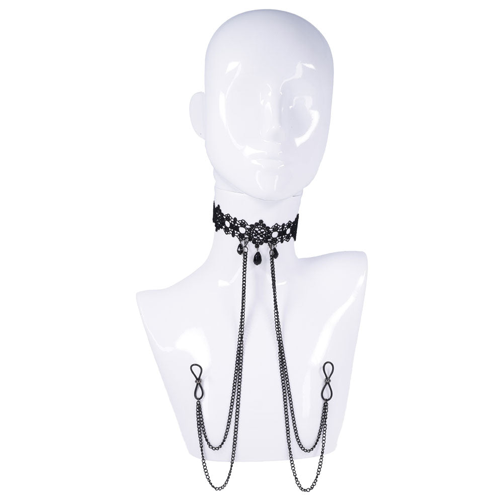 Sex & Mischief Lace Collar with Nipple Ties