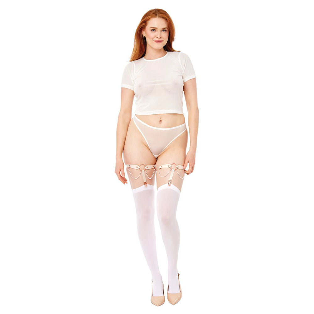 Sex & Mischief Peaches n CreaMe Pearl Garters