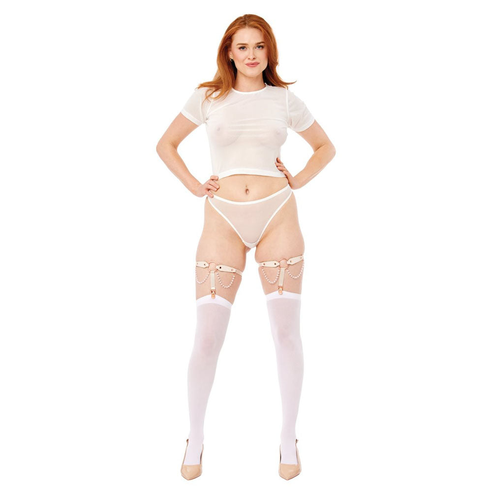 Sex & Mischief Peaches n CreaMe Pearl Garters