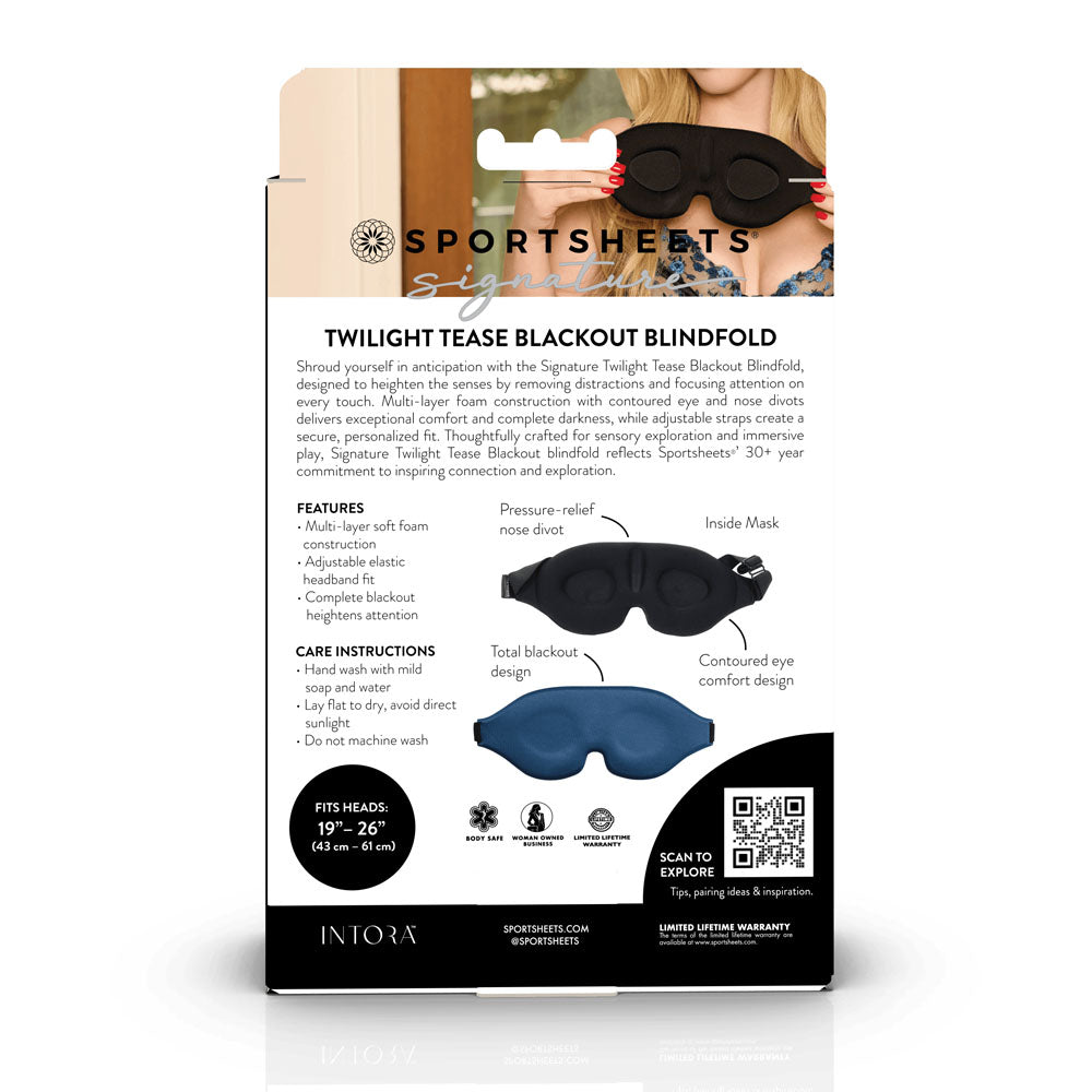 SPORTSHEETS Signature Twilight Tease Blackout Blindfold - Blue Eye Mask