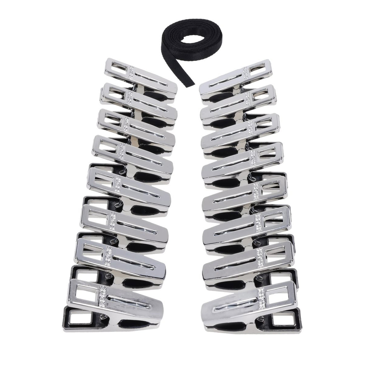 EDGE Body Zipper Clothes Pins - Chrome Chrome Pins - Set of 16