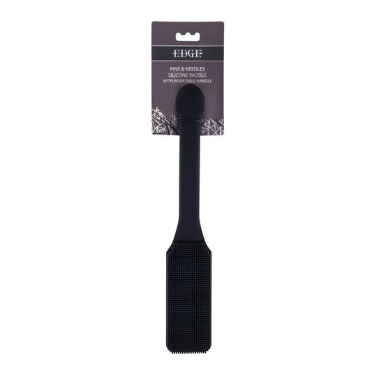 EDGE Pins & Needles Silicone Paddle - Black Spanking Paddle with Insertable Handle