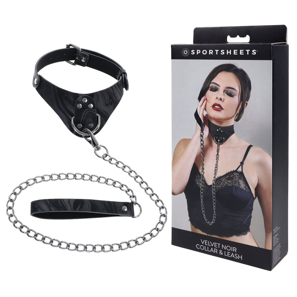 SPORTSHEETS Velvet Noir Collar & Leash