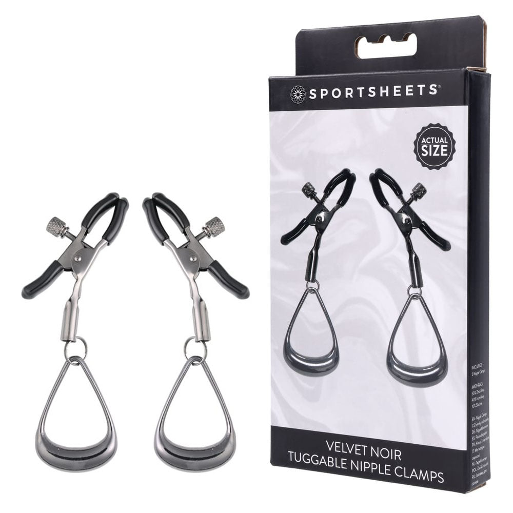 SPORTSHEETS Velvet Noir Tuggable Nipple Clamps
