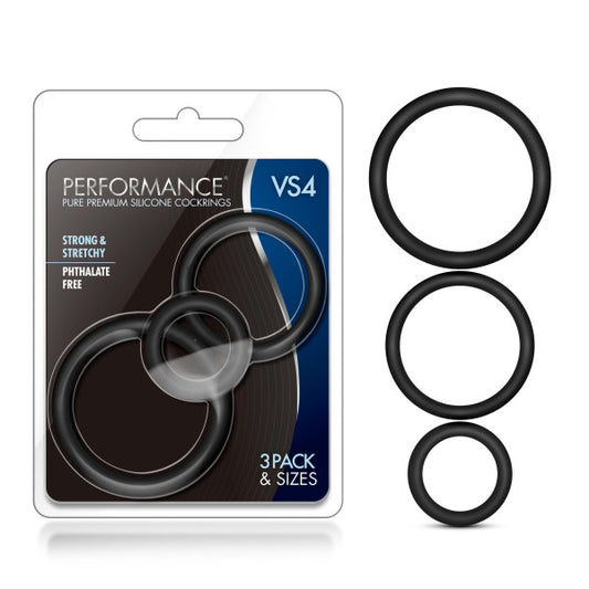 Performance VS4 Pure Premium Silicone Cockrings Black