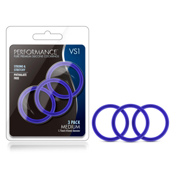 Performance VS1 Pure Premium Silicone Cockrings Blue