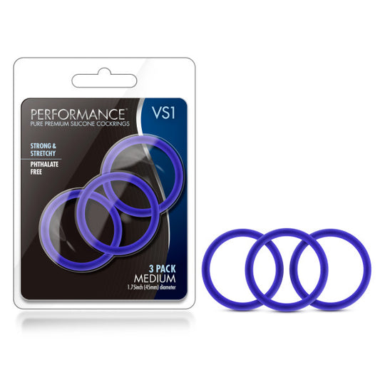 Performance VS1 Pure Premium Silicone Cockrings Blue